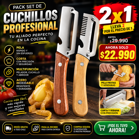 PACK SET DE CUCHILLOS PROFESIONAL 2X1